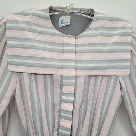 PRAGO Fashion Inc Striped Sailor Collar Belted Short Sleeve Fit n Flare Dress - Picture 6 of 13